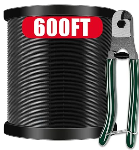 600 foot roll of black wire with wire cutters